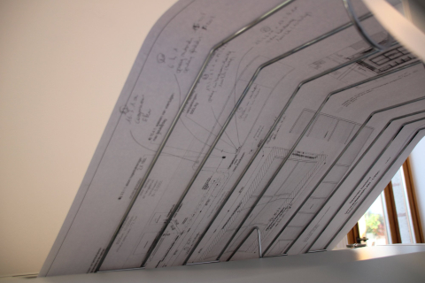 Architectenplan dat uit de printer komt